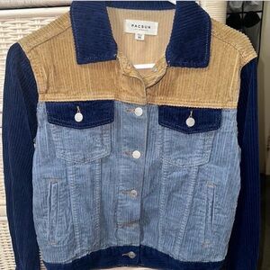 PacSun Women's Corduroy Jean Jacket - Blue, Tan, and Brown